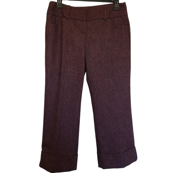 Express Pants - Express Design Studio Editor Cropped Plum Tweed Slacks